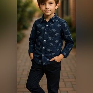 Gymboree shirt button up long sleeve dinosaur skeletons